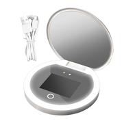 Générique UV Camera, Vanity Mirror, 3.82x3.82x0.71 inches Double-Sided Portable 2X Magnifying Smart UV Cameras with Dimmable LED Lights, Foldable for Travel, Car and Bathroom