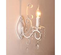 Générique V-intage Wrought Iron Crystal Chandelier White Ceiling Lamp E14 Candle Lights Lighting Fixture, Lustres modernes