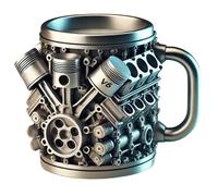 Générique V8 Et V6 Tasse En Acier En Acier Inoxydable Personnalisé, Creative 3D Car Moteur Design Café Masse Pour Amateurs De Voiture Et Ventilateur Voiture, Tasse De Café Durable Et Élégant (V6)