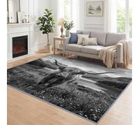 Générique Vache Noir Blanc Doux Tapis 200x300 cm | Poil Ras Utilisable toute l'année Rustique Animal Vintage Tapis, pour Chambre Salle Manger Bureau Cuisine
