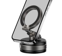 Générique Vacuum Suction Phone Holder, Foldable Auto Mount, Strong Magnetic Cellphone, Dashboard Stand for Secure Grip and Stable Viewing, Car, Kitchen, Bedside, Travel, 2.36x1.26x5.12 inches