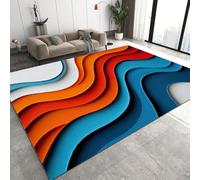 Générique Vague Tapis de Couloir Long 100x200 cm 3D Moderne Abstrait Tapis de Chevet Grand Flanelle Antidérapant Lavable Poil Court Tapis pour Chambre Couloir Q-228