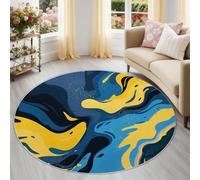 Générique Vagues Éclaboussures Tapis Rond 100 cm, Lavable & Antidérapant, Mode Luxe Abordable Abstrait Tapis de Salon Doux Poil Ras pour Chambre & Bureau, Multicolore