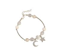 Générique Valentin Breloques Cadeau Rose Anneaux Beaded Bracelet Opal Glaze Bracelet Moon Planet Bracelet Handmade Jewelry For Women Bracelet Naturelle Pierres En Quartz Bijoux (B, One Size)