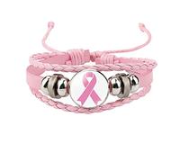 Générique Valentin Femmes Bijoux Sensibilisation cancer du sein Soins mignons autour du sein Accessoires Bracelet en cuir fait main Femmes Petite Empilable Anneaux (F, One Size)