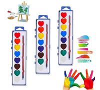 Générique Valentine’s Day Mini Watercolor Paint Sets, 8/16 Colors Heart-Shaped Watercolor Paints with Paintbrush Washable for Classroom Exchange Gifts Art Activities (8 Color,3Pcs)