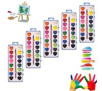 Générique Valentine’s Day Mini Watercolor Paint Sets, 8/16 Colors Heart-Shaped Watercolor Paints with Paintbrush Washable for Classroom Exchange Gifts Art Activities (16 Color,5Pcs)