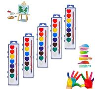 Générique Valentine’s Day Mini Watercolor Paint Sets, 8/16 Colors Heart-Shaped Watercolor Paints with Paintbrush Washable for Classroom Exchange Gifts Art Activities (8 Color,5Pcs)