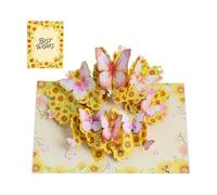 Générique Valentines Day Card - 3D Butterfly Flower Paper | Vintage Floral Design with Artistic Detail, Decorative Greeting Card for Wife, Mother, Sister, Daughter, Wedding, Holiday Party