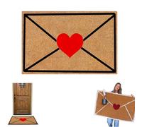 Générique Valentine's Day Door Mat Outdoor, Envelope Heart Faux Coir Welcome Mat, Red Love Heart Non-Slip Floor Mats for Front Door Entrance, Home Decor (Red,19.69 × 31.50 in)