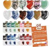 Générique Valentine's Day Gem Gifts for Kids&Adults - 24 Pack Prefilled Cards with Heart-Shaped Gemstones, Gem Valentines Day Cards (1 set)
