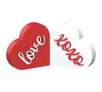 Générique Valentines Wooden Sign - Valentines Day Decor | 2 Piece Heart Shaped Table Centerpieces | Valentiness Wooden Signs 2 Piece For Home Wedding Desk Shelf Mantel Bar Fireplace Cabinet