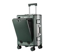 Générique Valise Cabine 20 Pouces, Valise Aluminium de Cabine Léger avec Compartiment pour Ordinateur Portable, USB Porte Gobelet Extensible (Vert, 55 cm)