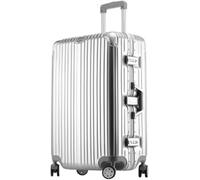 Générique Valise de Voyage, Valise à roulettes Respirante de Grande capacité, Cadre en Aluminium de Couleur vive, Roue Universelle résistante à l'usure(Silver-,26)