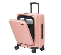 Générique Valise Rigide avec Avant Poche Ordinateur, Valise Cabine 55x35x25 Légère, Suitcase Extensible Léger et Résistant avec 4 Roues et Cadenas 3 Chiffres Pink