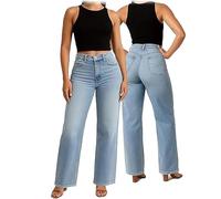 Générique Valvari Jeans, BBL Jean, Valvari Mid-Low Rise Stretch Jeans, ONESO Mid-Low Rise Baggy Jeanss (S,Blue)