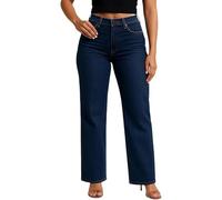 Générique Valvari Mid Low Rise Stretch Jeans Valvari Sweatpant Stretchy Casual Jeans Tummy Control Baggy Straight Leg (Dark Blue,M)