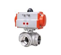 Générique Vanne à bille pneumatique 3 voies en acier inoxydable 1/2, 3/4 ", 1", 2, 304, plate-forme haute, Q614/5F-16P, type L, vanne forme de T(L Type,G2)