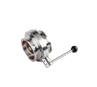 Générique Vanne sanitaire manuelle à trois pinces SS304/316, pince papillon 19-63mm, 50.5/64/77.5, utilisation hygiénique(SS316L,32mm-50.5Clamp-56mm)