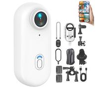 Générique Varnock Action Camera, HD 1080p/4k Pocket Action Cam, Wearable Mini Varnock Body Camera, with Memory Card, for Work, Cycling, Travel, Diving (White*4K,Standard Setup)