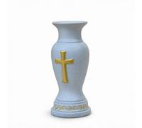 Générique Vase Croix Extérieur Funéraire de Jardin Style Épuré et Stable en Résine à Effet Pierre Adapté aux Monuments Patios Souvenirs Quotidiens, Noir