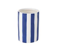 Générique - Vase Cylindrique en Céramique à Rayures Bleu Roi et Blanc 9.5x13.5cm
