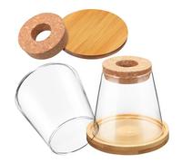 Générique Vase de Propagation Hydroponique avec Support en Bois en Verre 330ml Lot de 2, Design Élégant et Stable pour Plantes D'intérieur, pour Appuis de Fenêtre