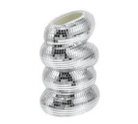 Générique Vase Disco Spirale À Miroir Argenté - Vase en Plastique Facile À Nettoyer pour Table De Salle De Bain Ou Bureau