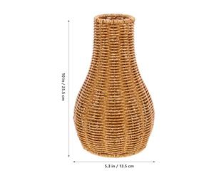Générique Vase Tressé Imitation Rotin en PE, Vase à Fleurs Décoratif Chic et Élégant, pour Bureau ou Décoration Chambre Style Simple et