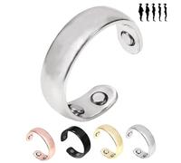 Générique Vayro Ring, Vayro Ring Unisex, Water-Resistant, Adjustable Open Stainless Steel Rings, 4 Strong Magnets (Silver)