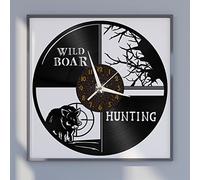 Générique VCSFR Horloge Murale en Vinyle de Chasse au Sanglier, Horloge Murale silencieuse et sans tic-tac à Piles pour Cuisine Maison Salon Chambre école (C、sans lumière LED)