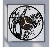Générique VCSFR Horloge Murale en Vinyle Girafe Home Decor, Horloge Murale silencieuse et sans tic-tac alimentée par Batterie pour Cuisine Maison Salon Chambre école (C、sans lumière LED)