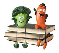 Générique Vegetable Decorations | 2 Pieces Vegetable Sculpture with Dangling Legs | Broccoli and Carrot Resin Desk Ornament | Ideal for Indoor Outdoor Home Office Garden Yard Shelf Table