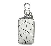 Générique Vehicle Key Fob Bag, 14x5cm PU Material Geometric Storage Case for Security, Keyless Entry Protection, Pocket Organization, Keychain Safety