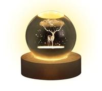 Générique Veilleuse Boule De Brillante - Veilleuse Boule De 3D, Lampe De Table Globe Avec Base En Bois | Petite Lampe Sphère En Verre De 60mm Pour, Décoration De Maison Pour Chambre À Co