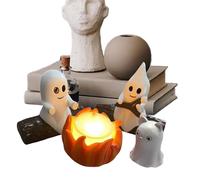 Générique Veilleuse Fantôme - Lampe de Nuit LED 3D Fantôme Feu de Camp Halloween Décor - Figurines en Résine Déco Maison pour Chambre, Rebord de Fenêtre, Bureau, Salle de Bain