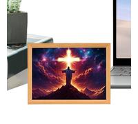 Générique Veilleuse Jésus, Lampe Jésus Tableau Religieux à Effet Lumineux, Peinture LED Décoration Chrétienne pour Maison Chambre Église Noël Pâques Anniversaire