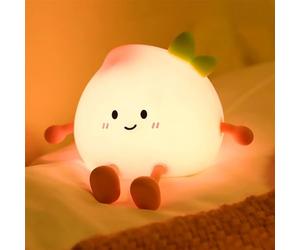 Générique Veilleuse pour enfants, pêche mignonne, rechargeable, tactile, LED à intensité variable, lampe de chevet en silicone souple, cadeau pour enfants