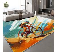 Générique Vélo Peint Tapis Géant 120x160 cm Impression Cyclisme Sports 3D Tapis Lavable en Machine Imitation Cachemire Douce Antidérapante pour Salon Chambre Maison de Campagne et Salle de Yoga