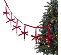 Générique Velvet Christmas Bows - Red Ornaments with Jingle Bells, Burgundy Long Christmas Tree Ribbon Bows, Easy to Use Holiday Decor Tool, Perfect Accessory for Wreath, Fireplace, Staircase, Window