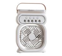 Générique Ventilateur avec brume, ventilateur brumisateur portable rechargeable, 3 vitesses, réservoir d’eau, lumière LED - pour bureau, chambre, table, extérieur, rafraîchissement silencieux (Blanc)