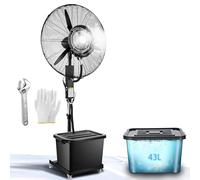 Générique Ventilateur brumisateur exterieur,Ventilateur rafraichisseur d'air 65/75 cm,Ventilateur nébuliseur industriel avec grand réservoir de 43L,Ventilateurs oscillants Noir(380W/30in)