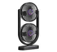 Générique Ventilateur de bureau - Bi-Tête Rechargeable Frais Silencieux | Ventilateur de table et refroidissement de bureau,Pour maison, chambre, cuisine, camping, plage, vacances, voiture