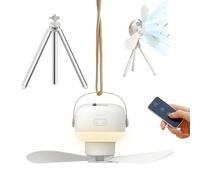 Générique Ventilateur de camping portabavec éclairage et trépied, batterie rechargeab7200 mAh, télécommande, pales amovibles, ventilateur de plafond suspendu pour tente, tonnelle