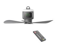 Générique Ventilateur de Camping Rechargeable avec Télécommande, Ventilateur de Plafond Portable avec Lampe LED, Quatre Vitesses et Fonction Minuterie pour Camping-Car, Garage et Extérieur