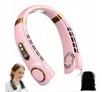 Générique Ventilateur de Cou Portable, Silencieux Rechargeable À 5 Vitesses | Ventilateur de Cou avec Éclairage LED 7 Couleurs Et Écran pour Camping Plage Extérieur Cuisine Dortoir