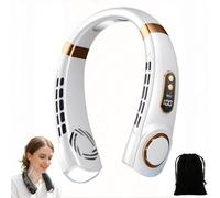 Générique Ventilateur de Cou Portable, Silencieux Rechargeable À 5 Vitesses | Ventilateur de Cou avec Éclairage LED 7 Couleurs Et Écran pour Camping Plage Extérieur Cuisine Dortoir