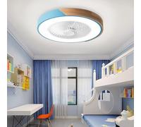 Générique Ventilateur de Plafond avec éclairage LED, Bleu, 36 W x 2, télécommande, pales dissimulées, 6 Vitesses, pour Chambre et Salon