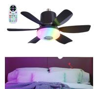 Générique Ventilateur de Plafond Avec Lumière | Télécommande 3 Vitesses Réglables | Petit Ventilateur de Plafond Ampoule Électrique | pour Domicile Studio Appartement Salon Cuisine
