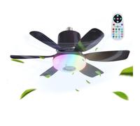 Générique Ventilateur de Plafond Avec Lumière - Télécommande Haut-Parleur Musique 3 Vitesses | Petit Ventilateur de Plafond Ampoule Électrique - Pour Maison, Dorm, Bureau, Chambre, Salon, Cuisine